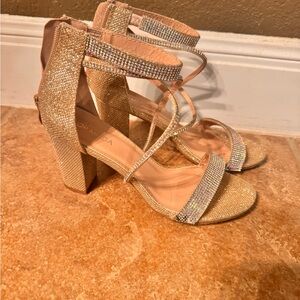 TOP Moda Sparkling Gold Block Heels